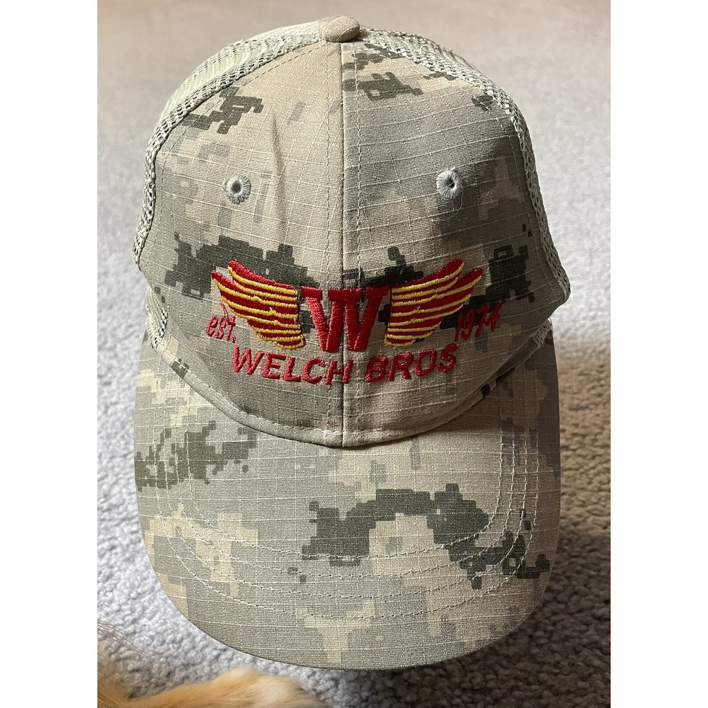 Welch Brothers Men's Trucker Hat OS Camouflage Red Embroidery Snapback Mesh